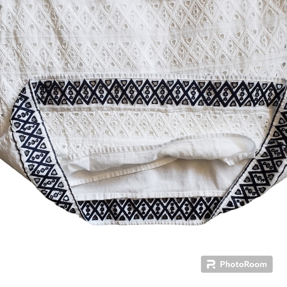 Adrianna papell womens woven office casual blouse geometic Embroidered size L - Picture 10 of 12